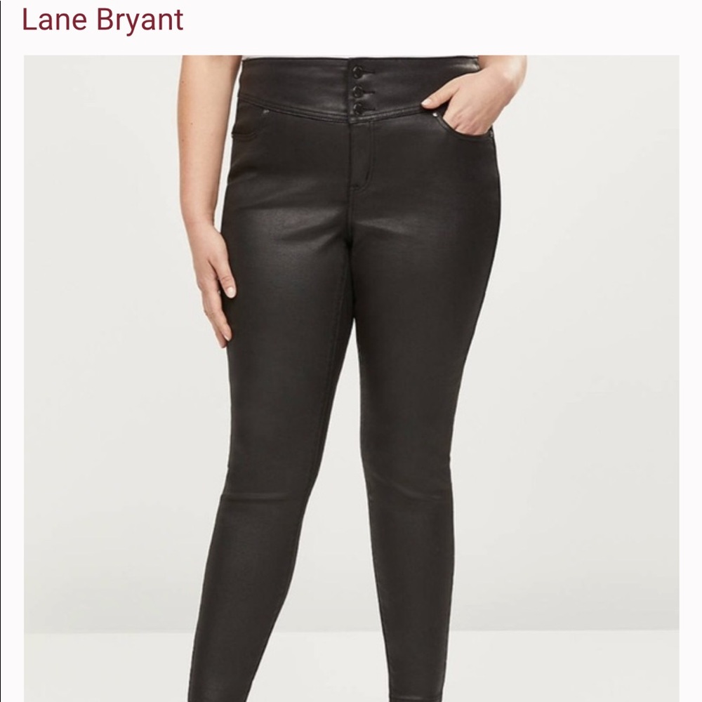 HighRise 3Button Black Coated Jegging Lane Bryant